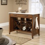 Open cart with criss-cross rack storage and faux marble finished top